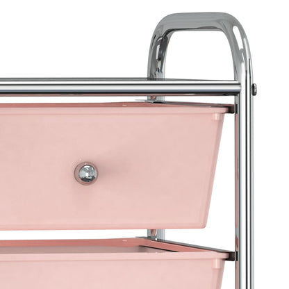 vidaXL Chariot de rangement mobile à 4 tiroirs Rose Plastique