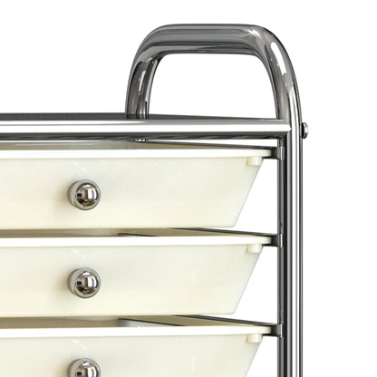vidaXL Chariot de rangement mobile à 10 tiroirs Blanc Plastique