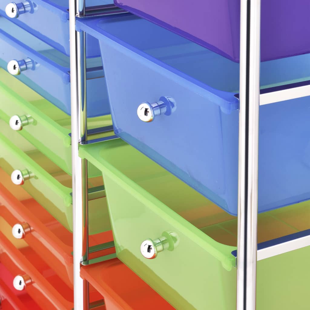 vidaXL Chariot rangement mobile à 15 tiroirs XXL Multicolore Plastique