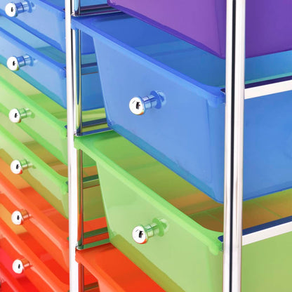 vidaXL Chariot rangement mobile à 15 tiroirs XXL Multicolore Plastique