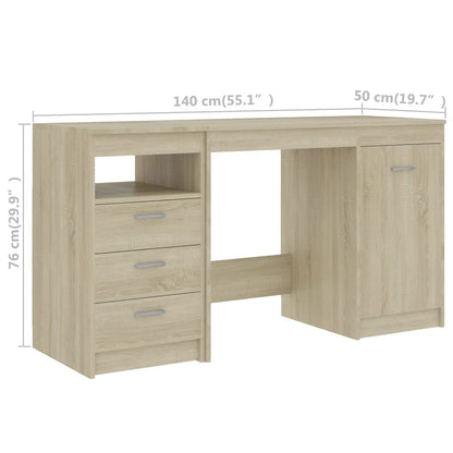 vidaXL Bureau Chêne sonoma 140x50x76 cm Aggloméré