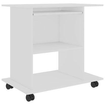 vidaXL Bureau d'ordinateur Blanc 80x50x75 cm Aggloméré