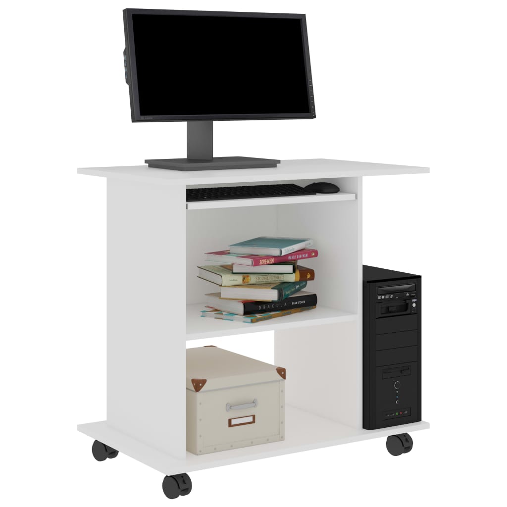 vidaXL Bureau d'ordinateur Blanc 80x50x75 cm Aggloméré