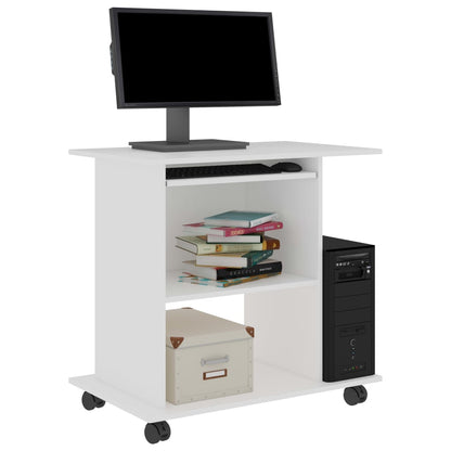 vidaXL Bureau d'ordinateur Blanc 80x50x75 cm Aggloméré
