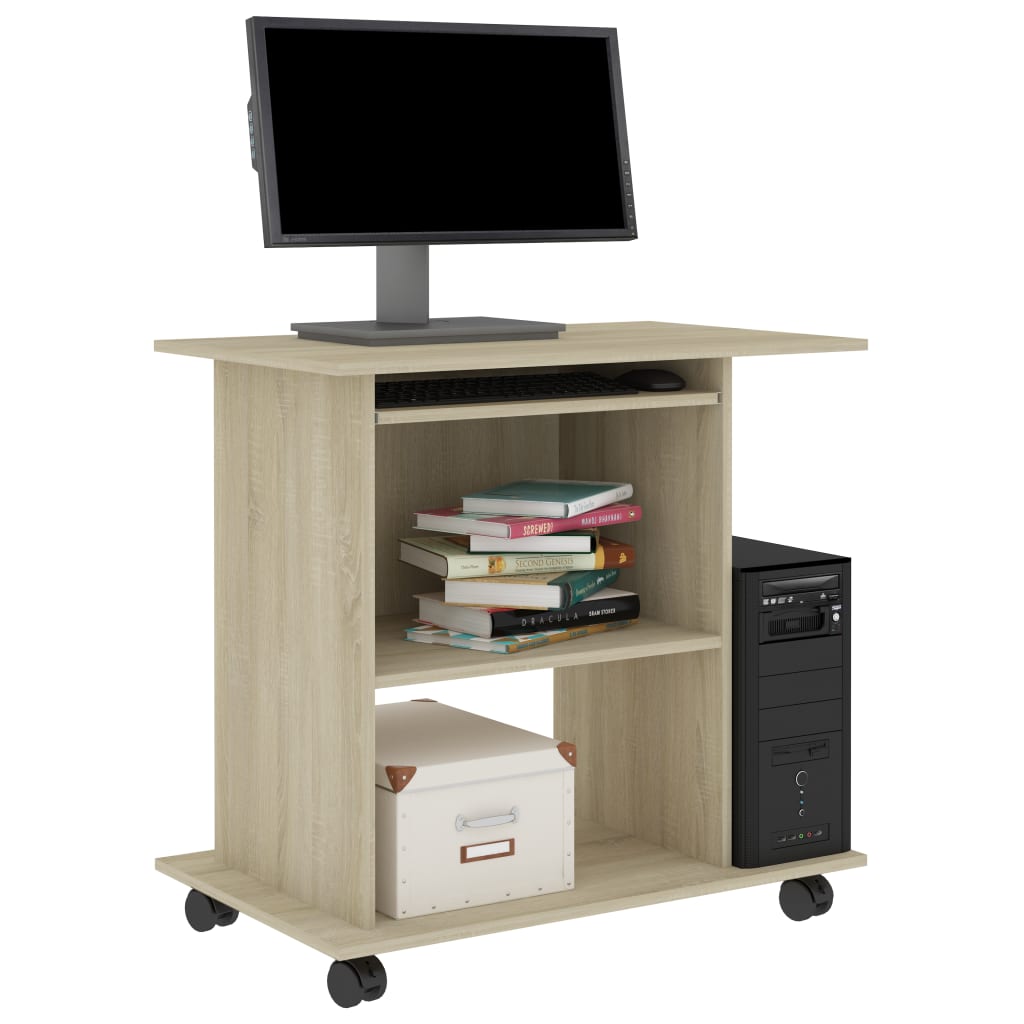vidaXL Bureau d'ordinateur Chêne sonoma 80x50x75 cm Aggloméré