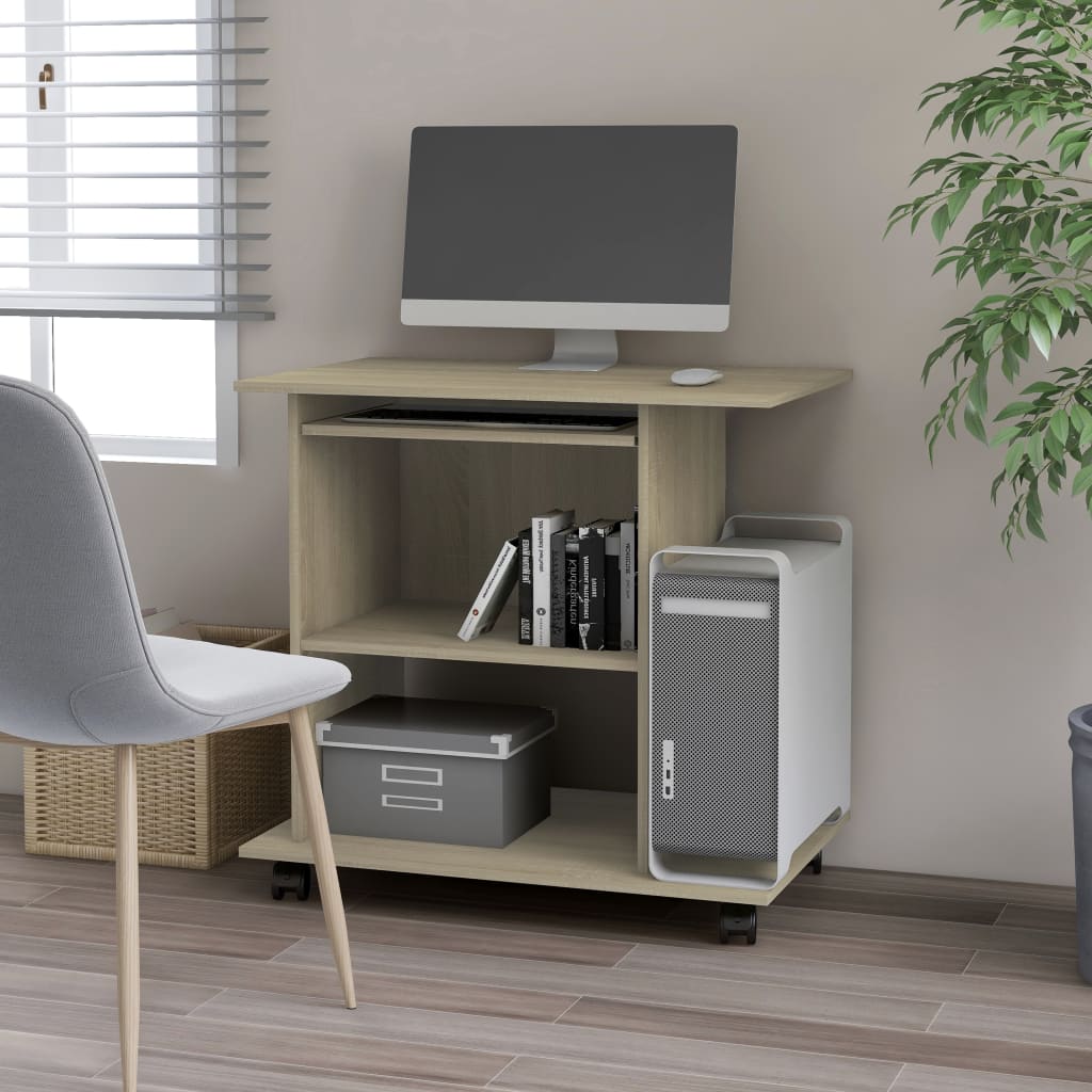 vidaXL Bureau d'ordinateur Chêne sonoma 80x50x75 cm Aggloméré