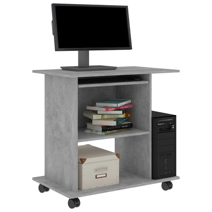vidaXL Bureau d'ordinateur Gris béton 80x50x75 cm Aggloméré