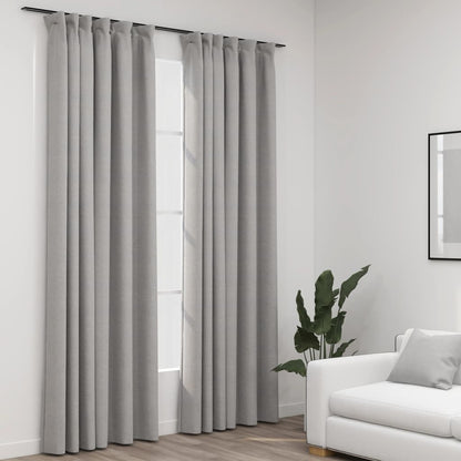 vidaXL Rideaux occultants aspect lin avec crochets 2pcs Gris 140x245cm