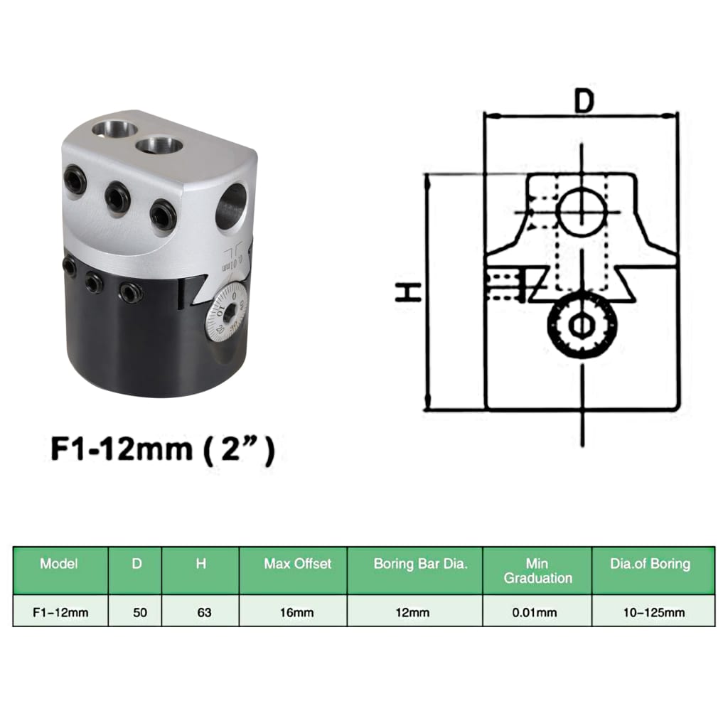 vidaXL Jeu d'outils d'alésage 15 pcs 50 mm Tête d'alésage MT3-F1-12