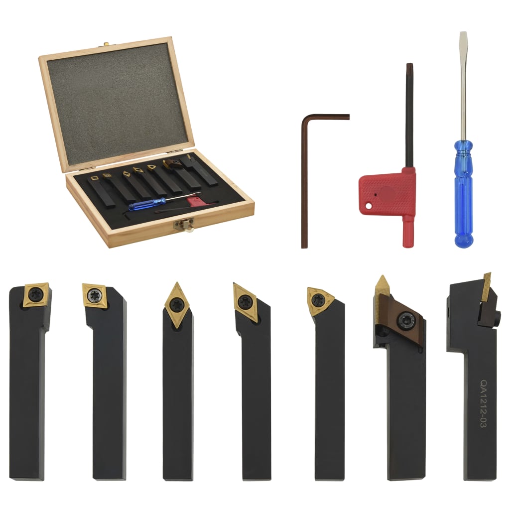 vidaXL Jeu d’outils de tournage indexables 12 pcs 12x12 mm 80 mm