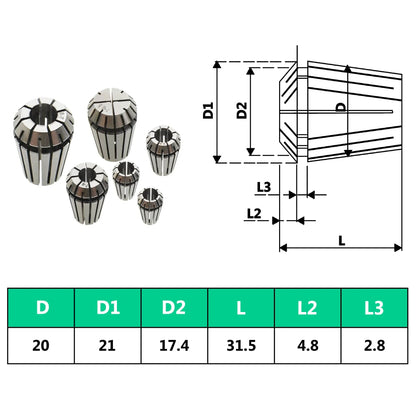 vidaXL Douilles de serrage ER20 13 pcs Ensemble d'outils de tournage