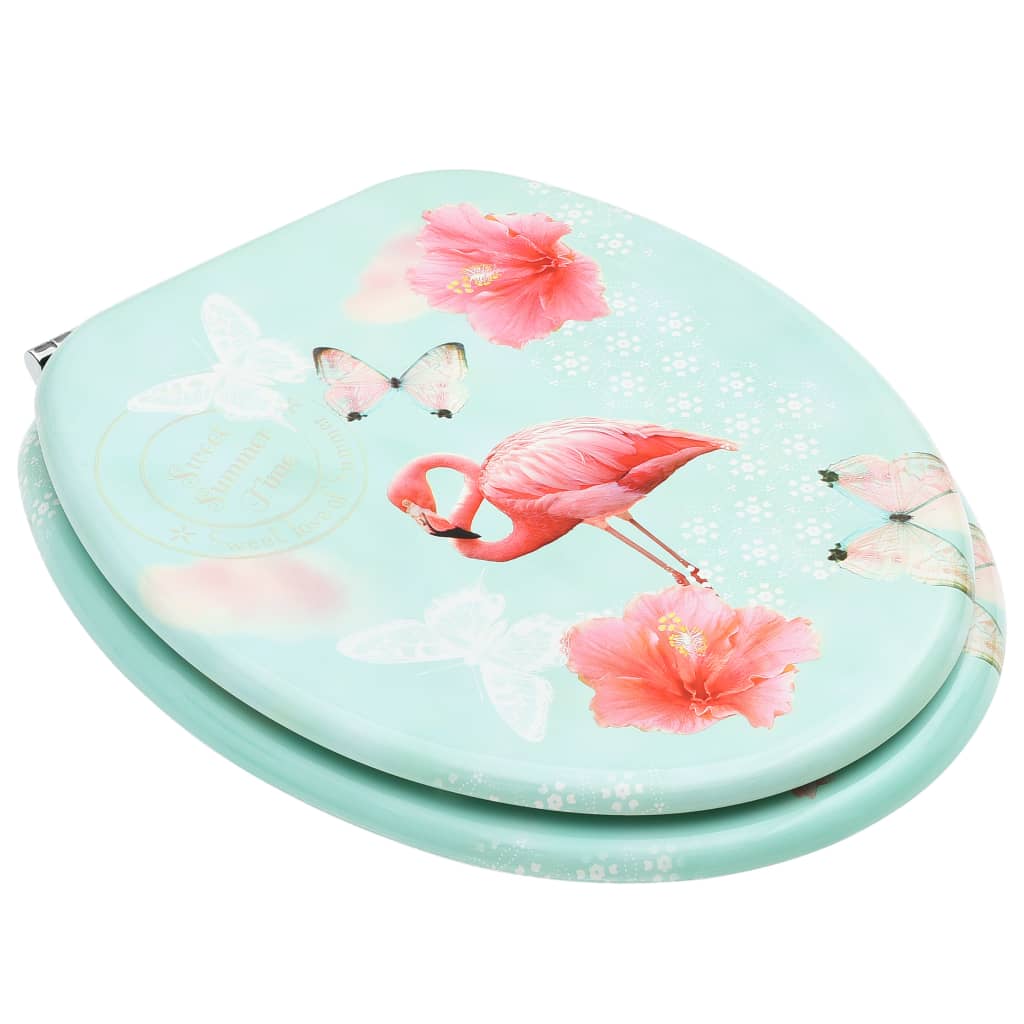 vidaXL Siège de toilette avec couvercle MDF Design de flamant