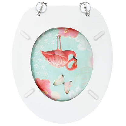 vidaXL Siège de toilette avec couvercle MDF Design de flamant