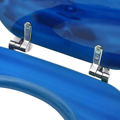 vidaXL Siège de toilette avec couvercle MDF Bleu Gouttes d'eau