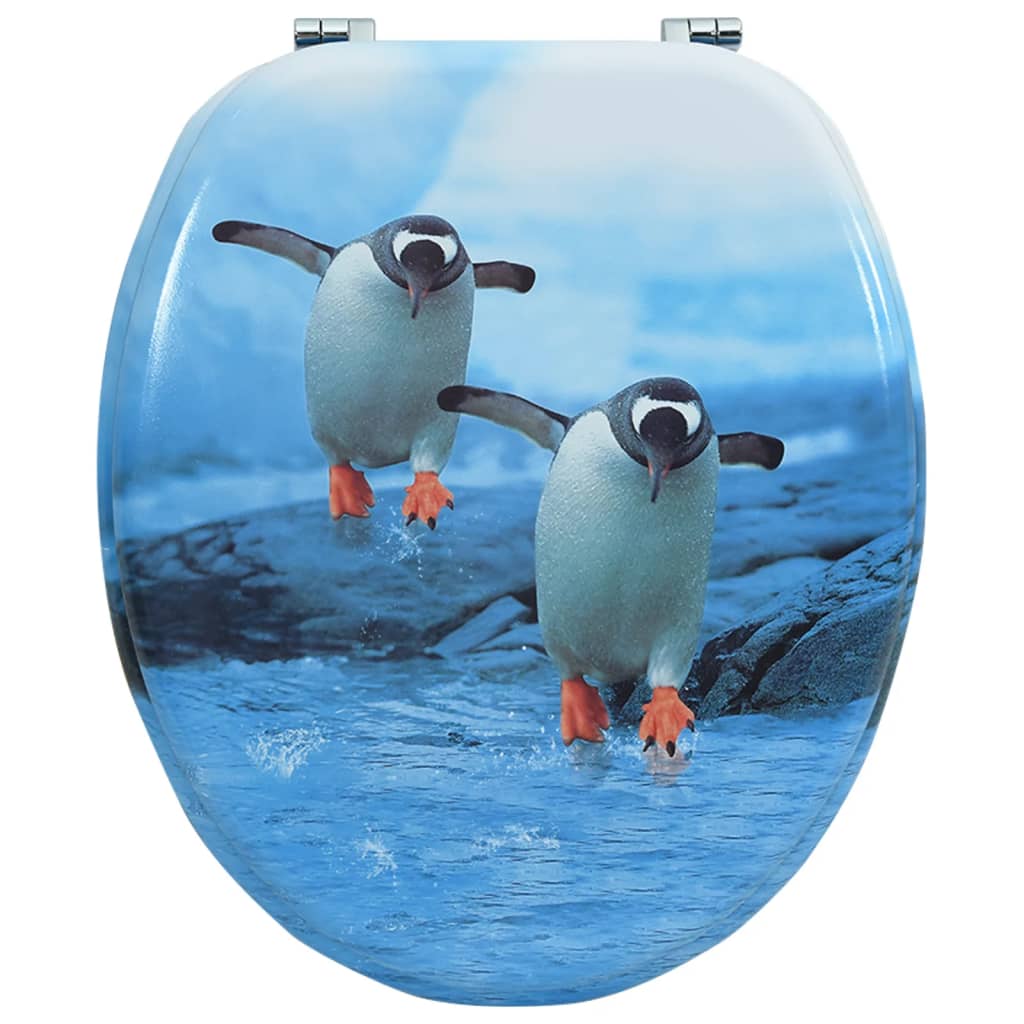 vidaXL Siège de toilette avec couvercle MDF Design de pingouin