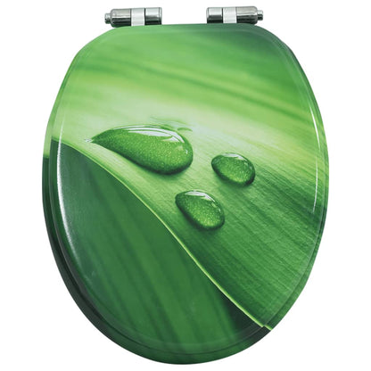vidaXL Siège WC Couvercle fermeture en douceur MDF Vert Gouttes d'eau