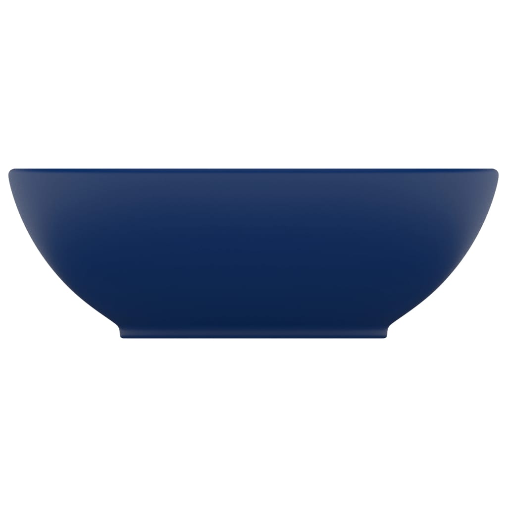 vidaXL Lavabo ovale de luxe Bleu foncé mat 40x33 cm Céramique