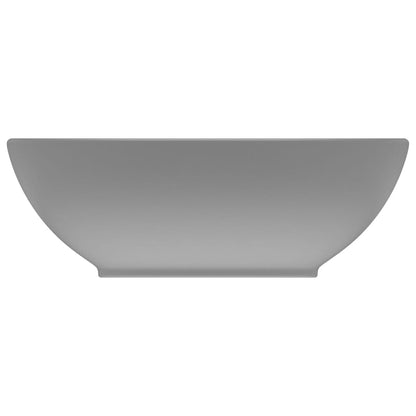 vidaXL Lavabo ovale de luxe Gris clair mat 40x33 cm Céramique