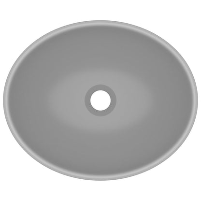 vidaXL Lavabo ovale de luxe Gris clair mat 40x33 cm Céramique