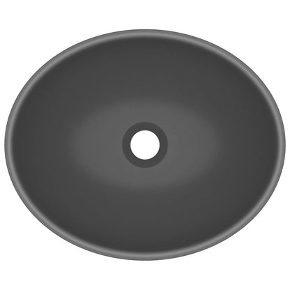 vidaXL Lavabo ovale de luxe Gris foncé mat 40x33 cm Céramique