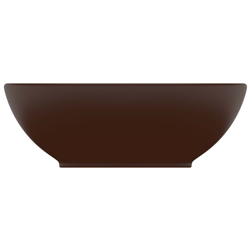 vidaXL Lavabo ovale de luxe Marron foncé mat 40x33 cm Céramique