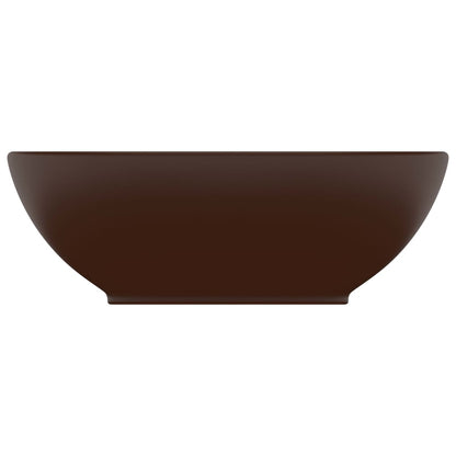 vidaXL Lavabo ovale de luxe Marron foncé mat 40x33 cm Céramique