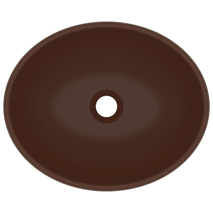 vidaXL Lavabo ovale de luxe Marron foncé mat 40x33 cm Céramique