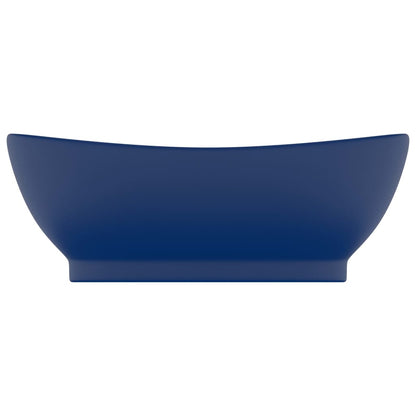 vidaXL Lavabo ovale à trop-plein Bleu foncé mat 58,5x39 cm Céramique
