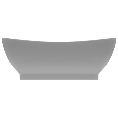 vidaXL Lavabo ovale à trop-plein Gris clair mat 58,5x39 cm Céramique