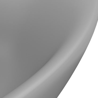 vidaXL Lavabo ovale à trop-plein Gris clair mat 58,5x39 cm Céramique