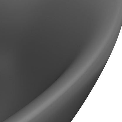 vidaXL Lavabo ovale à trop-plein Gris foncé mat 58,5x39 cm Céramique