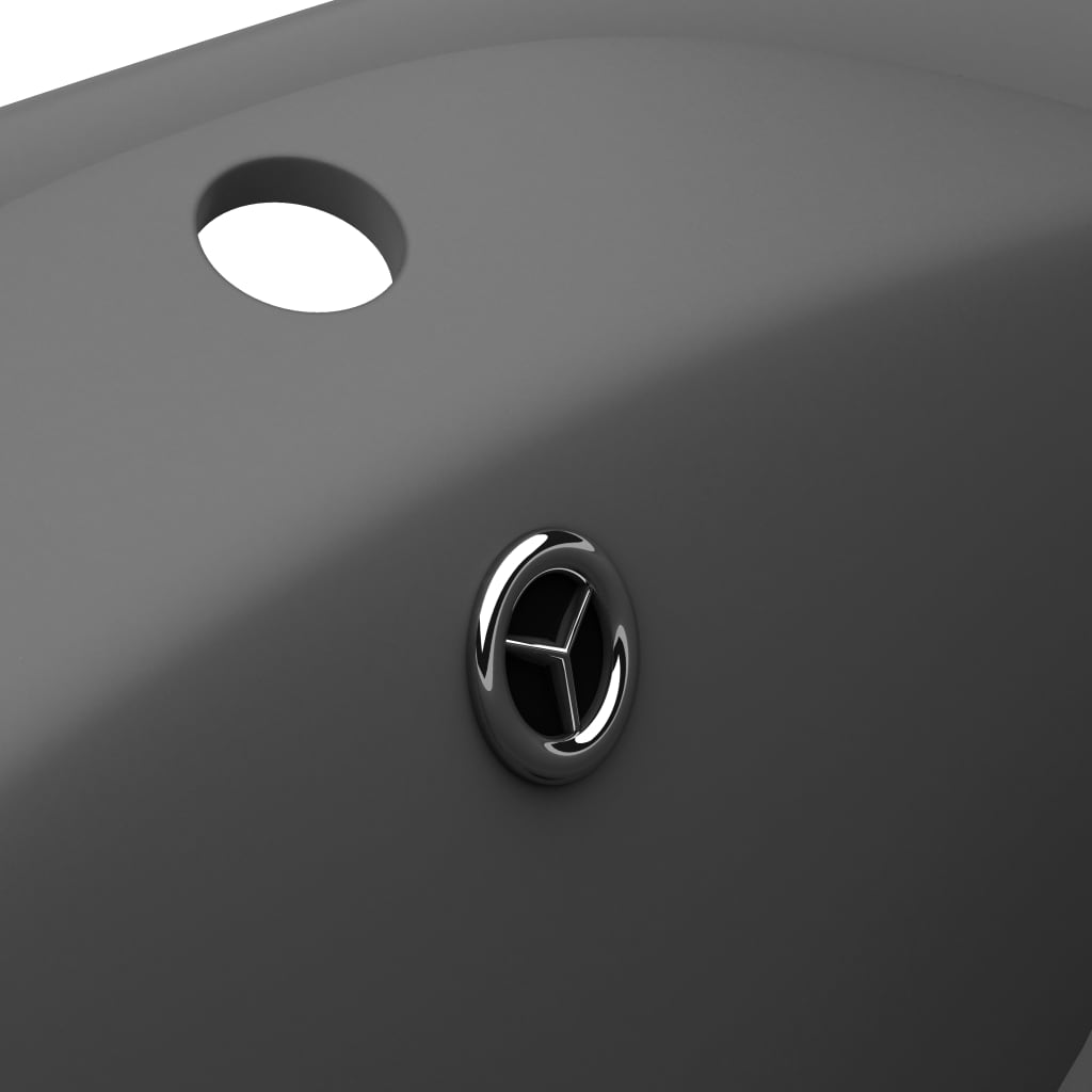 vidaXL Lavabo ovale à trop-plein Gris foncé mat 58,5x39 cm Céramique