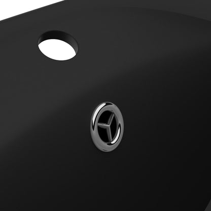 vidaXL Lavabo ovale de luxe à trop-plein Noir mat 58,5x39 cm Céramique