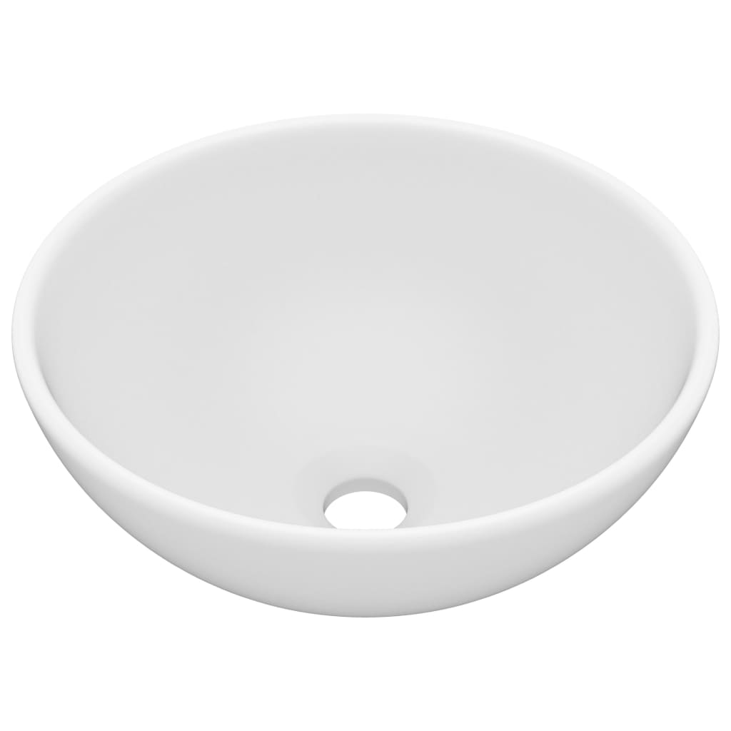 vidaXL Lavabo rond de salle de bain Blanc mat 32,5x14 cm Céramique