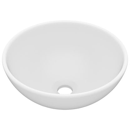 vidaXL Lavabo rond de salle de bain Blanc mat 32,5x14 cm Céramique