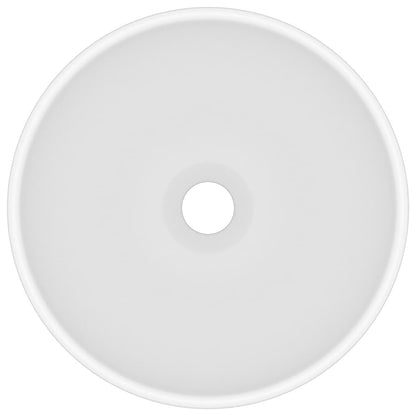 vidaXL Lavabo rond de salle de bain Blanc mat 32,5x14 cm Céramique