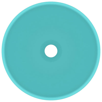 vidaXL Lavabo rond de salle de bain Vert clair mat 32,5x14cm Céramique