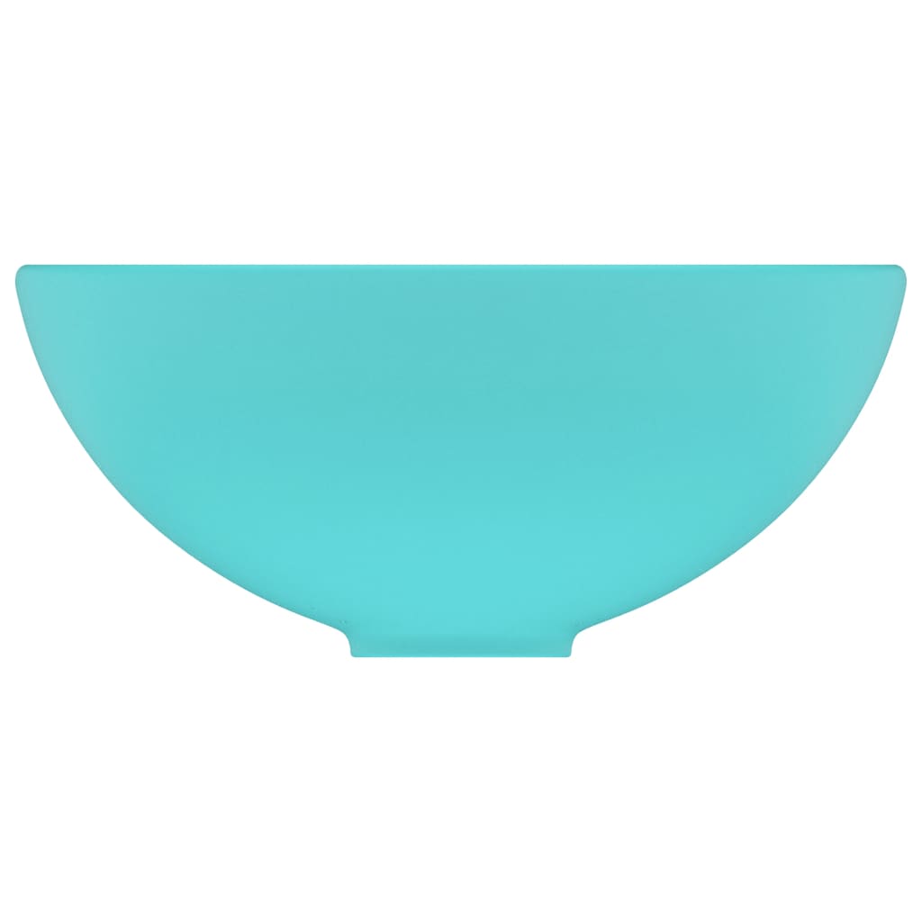 vidaXL Lavabo rond de salle de bain Vert clair mat 32,5x14cm Céramique