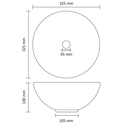 vidaXL Lavabo rond de salle de bain Vert clair mat 32,5x14cm Céramique