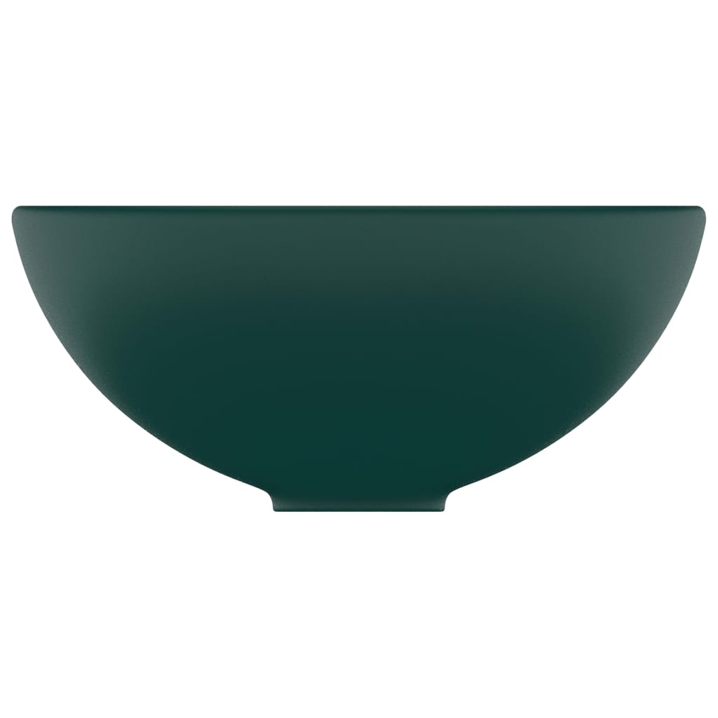 vidaXL Lavabo rond de salle de bain Vert foncé mat 32,5x14cm Céramique