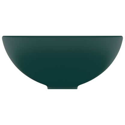 vidaXL Lavabo rond de salle de bain Vert foncé mat 32,5x14cm Céramique