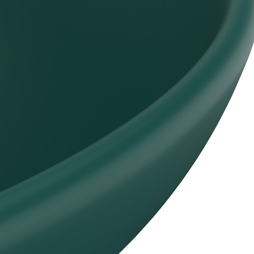 vidaXL Lavabo rond de salle de bain Vert foncé mat 32,5x14cm Céramique