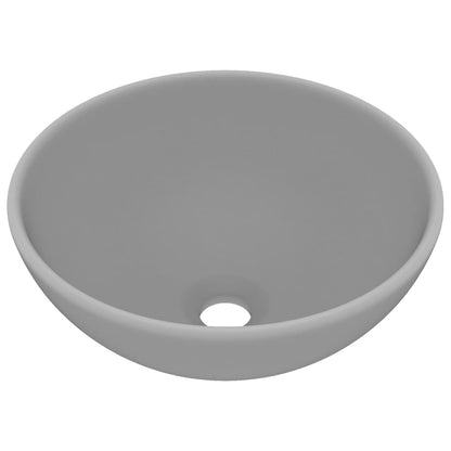 vidaXL Lavabo rond de luxe de salle Gris clair mat 32,5x14cm Céramique