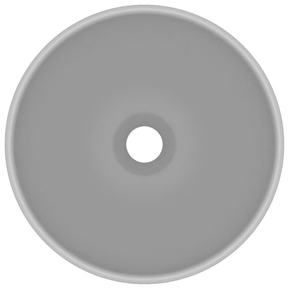 vidaXL Lavabo rond de luxe de salle Gris clair mat 32,5x14cm Céramique