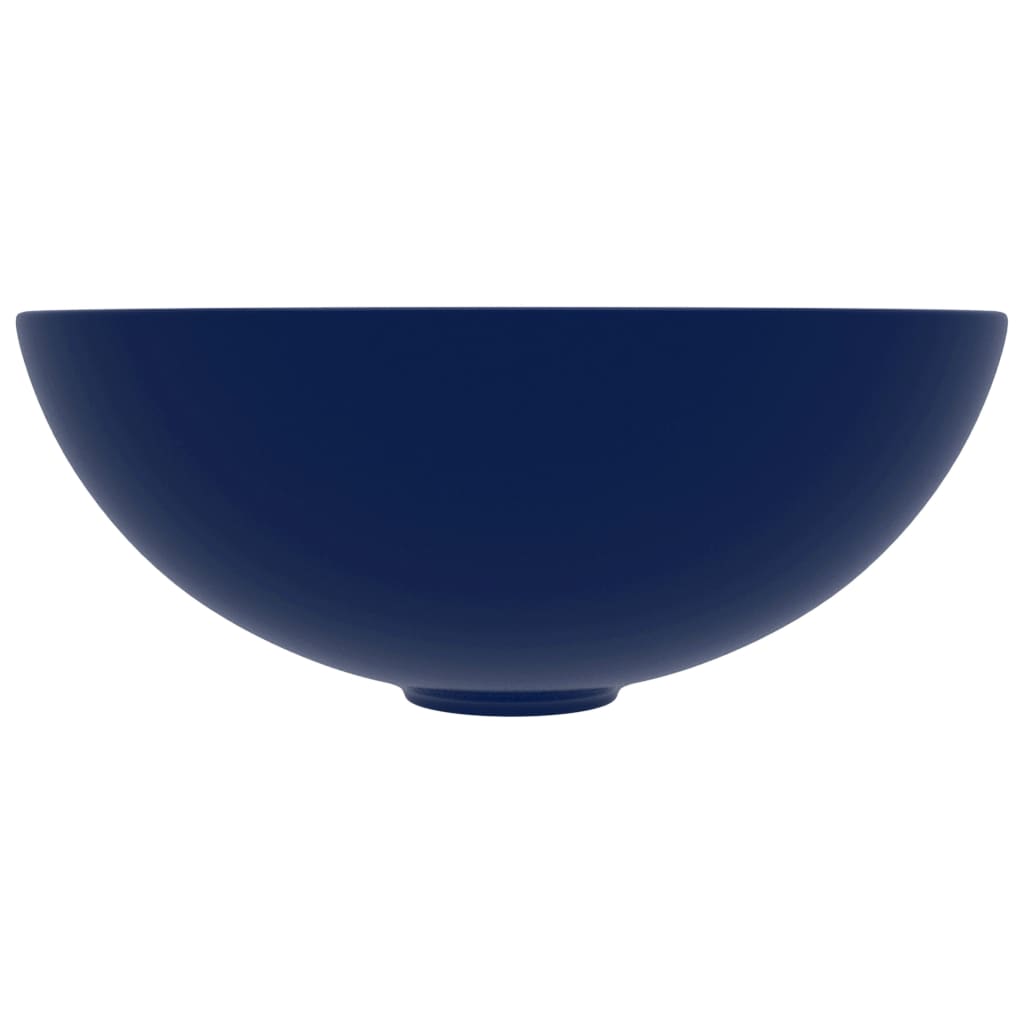 vidaXL Lavabo de salle de bain Céramique Bleu foncé Rond