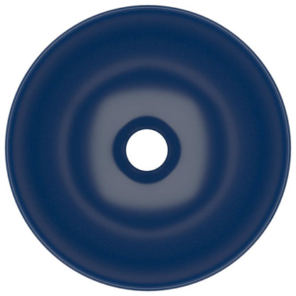 vidaXL Lavabo de salle de bain Céramique Bleu foncé Rond