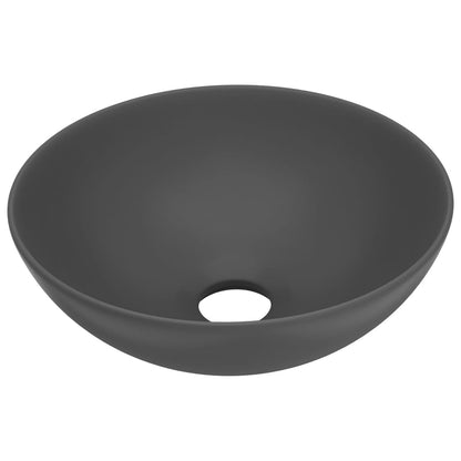 vidaXL Lavabo de salle de bain Céramique Gris foncé Rond