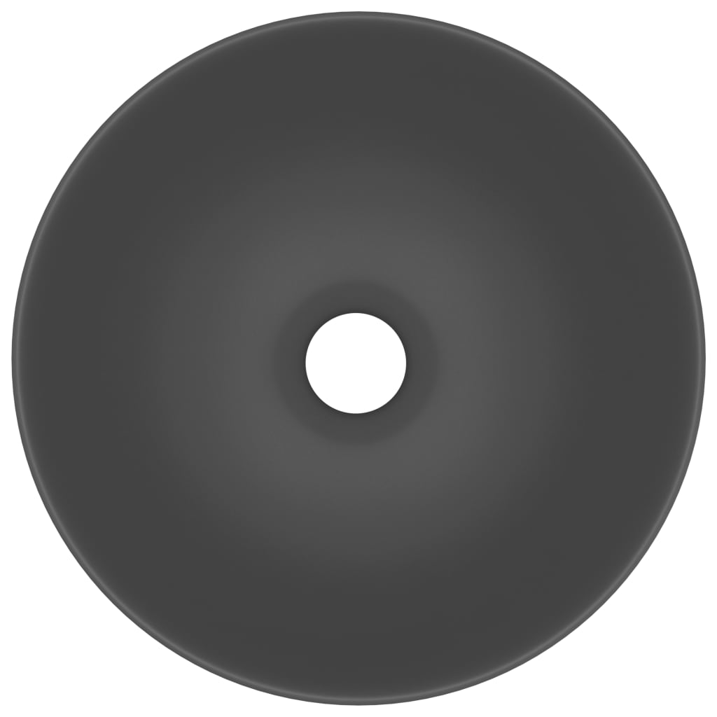 vidaXL Lavabo de salle de bain Céramique Gris foncé Rond
