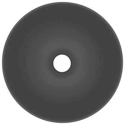 vidaXL Lavabo de salle de bain Céramique Gris foncé Rond