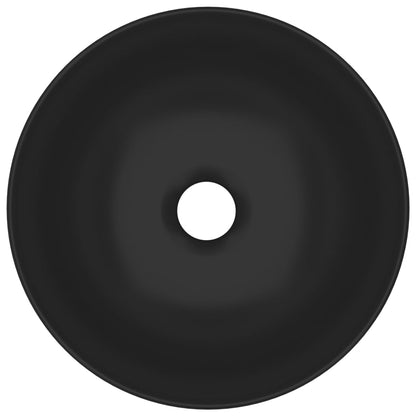 vidaXL Lavabo de salle de bain Céramique Noir mat Rond